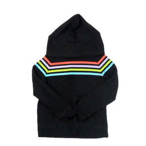 Rockets of Awesome Girls Black Stripe Hoodie size: 8 Years